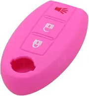 SEGADEN Silicone Cover Protector Case Skin Jacket fit for Nissan 3 Button Smart Remote Key Fob CV9501 Pink