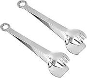 Amosfun 2pcs Stainless Steel Mini Serving Tongs Ice and Sugar Cube Tongs for Kitchen Party Cafe and Home Use for Candy Appetizers and More