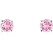 Round Pink Tourmaline Stud Earrings