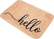 BRIGHTFUFU House Front Door Mat Decorative Entryway Rug with Non Slip Backing Indoor Outdoor Welcome Doormat for Home Stylish and Practical Design Hello Pattern