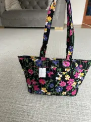 NWT Vera Bradley Mandy Black Wildflower Garden Floral Tote Bag