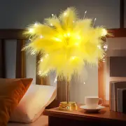 Yellow Feather Lamp - LED Atmosphere Feather Night Lights Bedside Lamps for Moth