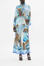 CROPPED LOUNGE PANT WITH OMBRE SILK TASSELS SKY CHEETAH