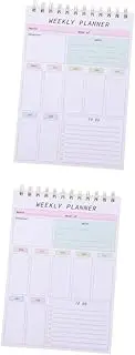 Beavorty 2pcs Student Planner Notebook Weekly Planner Schedule Pad Teacher-friendly Pp Steel Wire