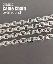 Classic Oval Round Steel Bracelet Cable Chain DuroPlate Choose Finish 7x9mm.