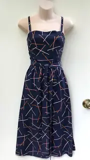PRINCESS HIGHWAY Vintage Style "Miranda Dress" Navy Blue Viscose sz8 NWT Rrp $98