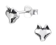 Sterling Silver Fox Stud Earrings