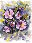 Original Art Watercolor Botanical Primula Flowers Floral Gift Home Decor Artist