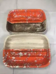 2 Vintage Jaru of California MCM Ashtray Orange Ceramic Retro 70’s Pottery Rare