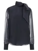 [Brunello Cucinelli] Brunello Cucinelli-Crispy Silk Blouse Camicie Grigio-Donna M