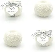 Knitberty Wovy Fancy Premium Soft Hair Sparkling Fluffy Merino Wool Lurex Nylon Blend 1 Ply DK Yarn for Knitting Crochet Multicolor 200G (Ecru, 200G)