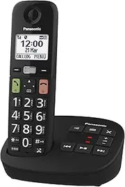[Panasonic] Digital Cordless Phone with Answering Machine, Large Buttons, Hearing Aid Compatibility, Black, (KX-TGU120AZB)