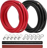 LotFancy 6 AWG Wire, 20 Feet 6AWG Black + 20 Feet 6AWG Red Tinned Copper Battery Cable, UL1015 Welding Cable for Automotive, Solar, Marine, 5Pcs 5/16" and 5Pcs 3/8" Cable Lugs + Heat Shrink Tubing