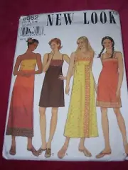 NEW LOOK #6862-LADIES EMPIRE WAISTLINE-TWO LENGTH SUMMER DRESS PATTERN 6-16FF