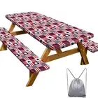 Picnic Table Cover with Bench Covers Camping Essentials 72in Red Blue Checkered