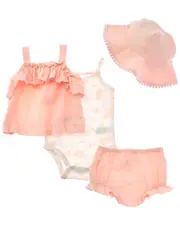 Catherine Malandrino 4pc Gauze Short Sets with Sun Hat