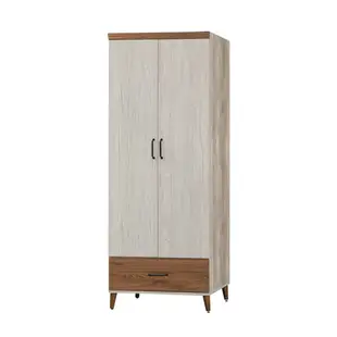 【綠活居】安哥拉 現代2.5尺二門單抽衣櫃/收納櫃(二款式可選)-76x57x199cm免組