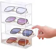 [Generic] Acrylic Eyewear Organizer | Sunglasses Storage Case - 4 Tier Clear Dressing Table Organizer & Jewelry Display
