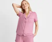 State of Day Women's Short-Sleeve Notched-Collar Pajama Top Size L 5853