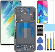 for Samsung Galaxy S21 FE 5G Screen Replacement with Frame for Samsung S21fe Screen Replacement SM-G990u1 G990a G990w LCD Digitizer Display Touch Screen Assembly with Tools 6.4 inch Black