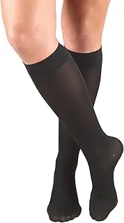 Truform Women's Compression Stockings, 20-30 mmHg, Knee High Length, Closed Toe, Opaque, Black, Medium