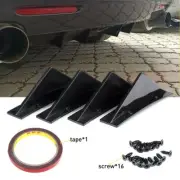 4 x Shark Fins Universal Black Rear Bumper Decorative Spoiler Wing Lip Diffuser