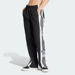 【adidas 愛迪達】長褲 女款 運動褲 排扣 三葉草 ADIBREAK PANT 黑白 IU2519