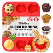 keliwa 12 Cups Regular Silicone Cupcake Pan-Silicone Muffin PanSilicone Cupca...