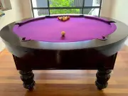 NEW Pool Snooker Billiard Table Walnut Purple Custom Round Felt BALLINA AREA