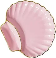 LeoLeoyy 1pc Ceramic Dumpling Plate French Fries Chips and Salsa Plate Dumpling Bowl Soy Sauce Dishes Salad Plate Chips Plate Practical Dining Plate Dumpling Dish Pink Ceramics re-usable