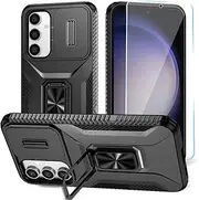 [SunStory] Phone Case for Samsung Galaxy A35 5G Case with HD Screen Protector & Slide Camera Cover & Kickstand, [Military-Grade] Phone Case for Samsung Galaxy A35 (Y_Black)