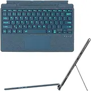 HEKUEUN Type Cover for Microsoft Surface Pro 7+/Pro 7 / Pro 6 / Pro 5 / Pro 4 / Pro 3, 12.3 inch, 7-Color Backlit Touchpad Bluetooth Keyboard, Portable Ultra-Thin Keyboard with Pen Holder,Blue