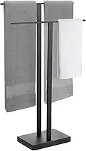 KES Free Standing Towel Rack Bathroom, Standing Towel Rack Floor with Weighted Base 2-Tier, Double Bath Towel Holder 18/8 Stainless Steel Matte Black, BTH231-BK