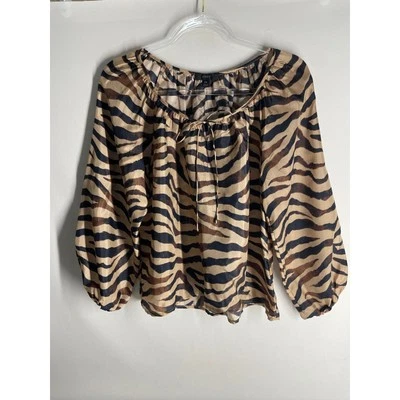 J Crew Drapey tie-front top in zebra stripe Blouse Size XS NEW
