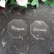 Acrylic Octagon Wedding Coaster Place Cards