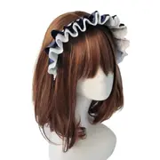 3PCS Women Gothic Lolita Cosplay Headband French Maid Handmade Wavy Ruffles Lace Satin Hair Hoop Halloween Hair Accessories