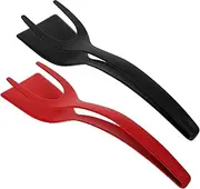 2Pcs Nylon Kitchen Spatula Tongs Ergonomic Flipping Tool for Omelets Pancakes Steak Fish Smooth Surface Easy to Clean Dishwasher Safe and Colors
