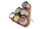 Magnetic Triangular Bamboo Spice Rack & Jars For Kitchen Storage