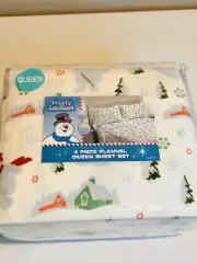 Frosty the Snowman 4 Piece Flannel Queen Sheet Set 2 Pillowcases