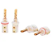4x Audio Speaker HiFi Screw Locking BFA Banana Plug Adapter Gold Rhodium Plated