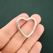 10 Split Key Rings Unique Heart Shape Silver Tone Iron 31mm x 31mm - Z429