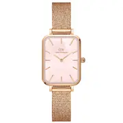 Daniel Wellington Quadro Pressed Melrose Rose Gold Mesh Strap Ladies Watch