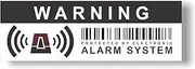 12 x Security Alarm Warning Sign Stickers - for Internal and External use - Protection for Home, car. - Weatherproof - Size: 4,1 x 1,4 in - Warning - Protected by Electronic Alarm System