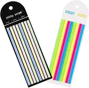 Poemtian 2Pcs Long Page Markers Sticky Index Tabs Highlighter Strips Transparent Sticky Long Page Markers Tabs Colored Sticky Notes