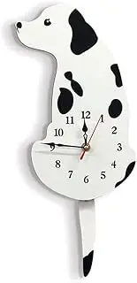 RESFNSE Dog Wall Clock Home Decor Clock Children's Bedroom Wall Decor Dog Wagging Tail Clock Gifts for Children Birthday White