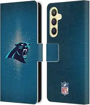Head Case Designs Officially Licensed NFL LED Carolina Panthers Artwork Leather Book Wallet Case Cover Compatible with Samsung Galaxy S23 FE 5G