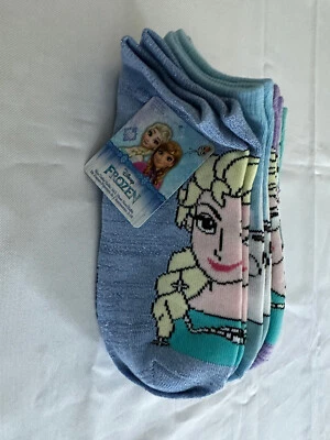 Disney Frozen 6 Pack Girls Princess Olaf Sparkle No Show Socks M/L 3-10