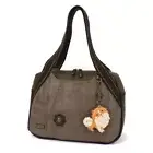 New Chala Bowling Tote Large Bag Pleather Stone Gray Coin Purse Pomeranian Dog