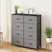 Advwin Chest of Drawers 8 Drawers Fabric Tower Dresser Organizer Clothes Toys Storage Unit Tallboy Storage Cabinet for Bedroom, Living Room, Hallway, Entryway,Office Gray