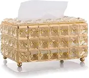 Crystal Tissue Box Cover,Facial Tissue Paper Organizer,Artificial Crystal Tissue Box, Crystal Napkins Container Facial, for Bathroom, Dresser, Night Stand, Desk,Table